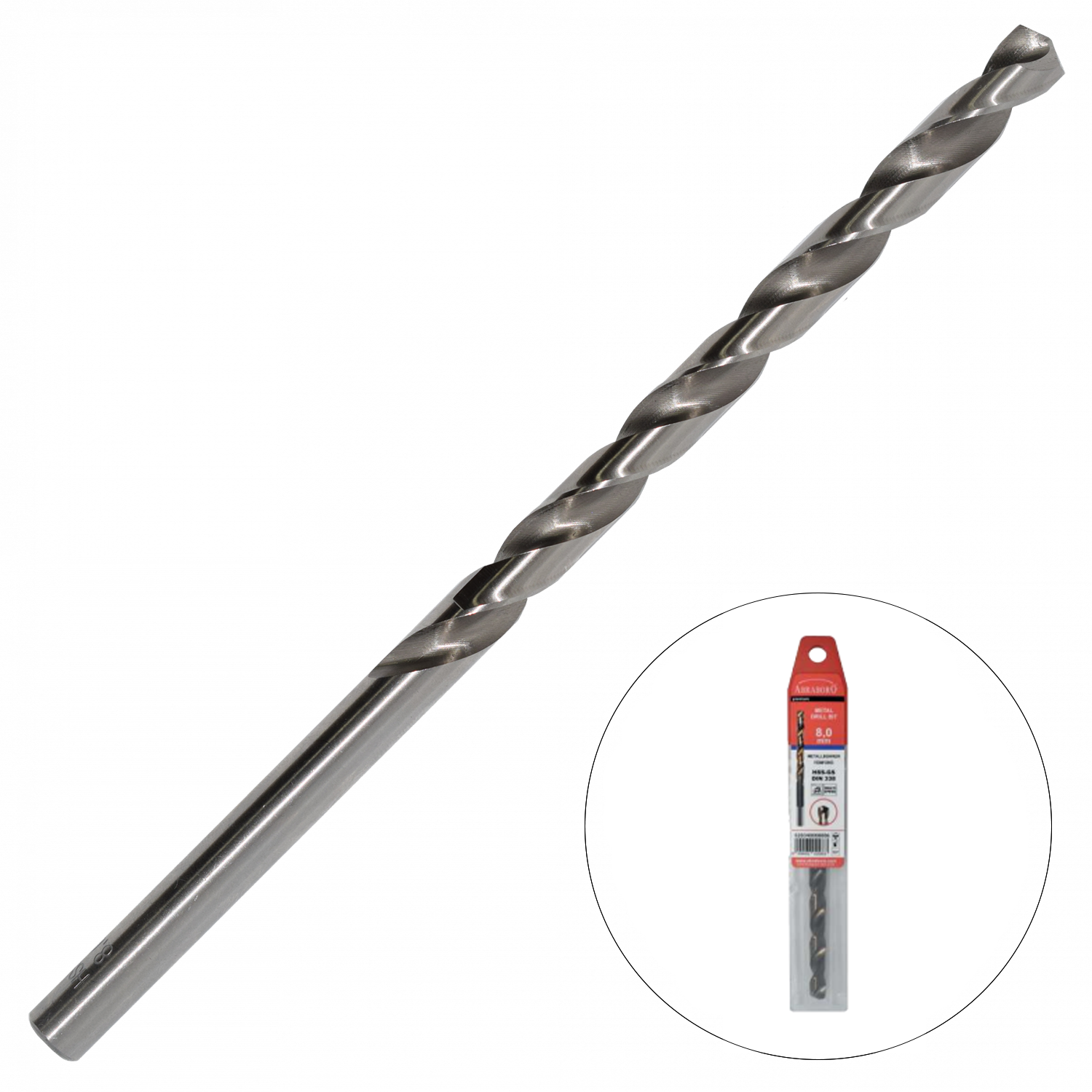 Abraboro 8 x 165 / 109 mm HSS-GS hosszú hengeres szárú fémcsigafúró, EV-Pack termék fő termékképe