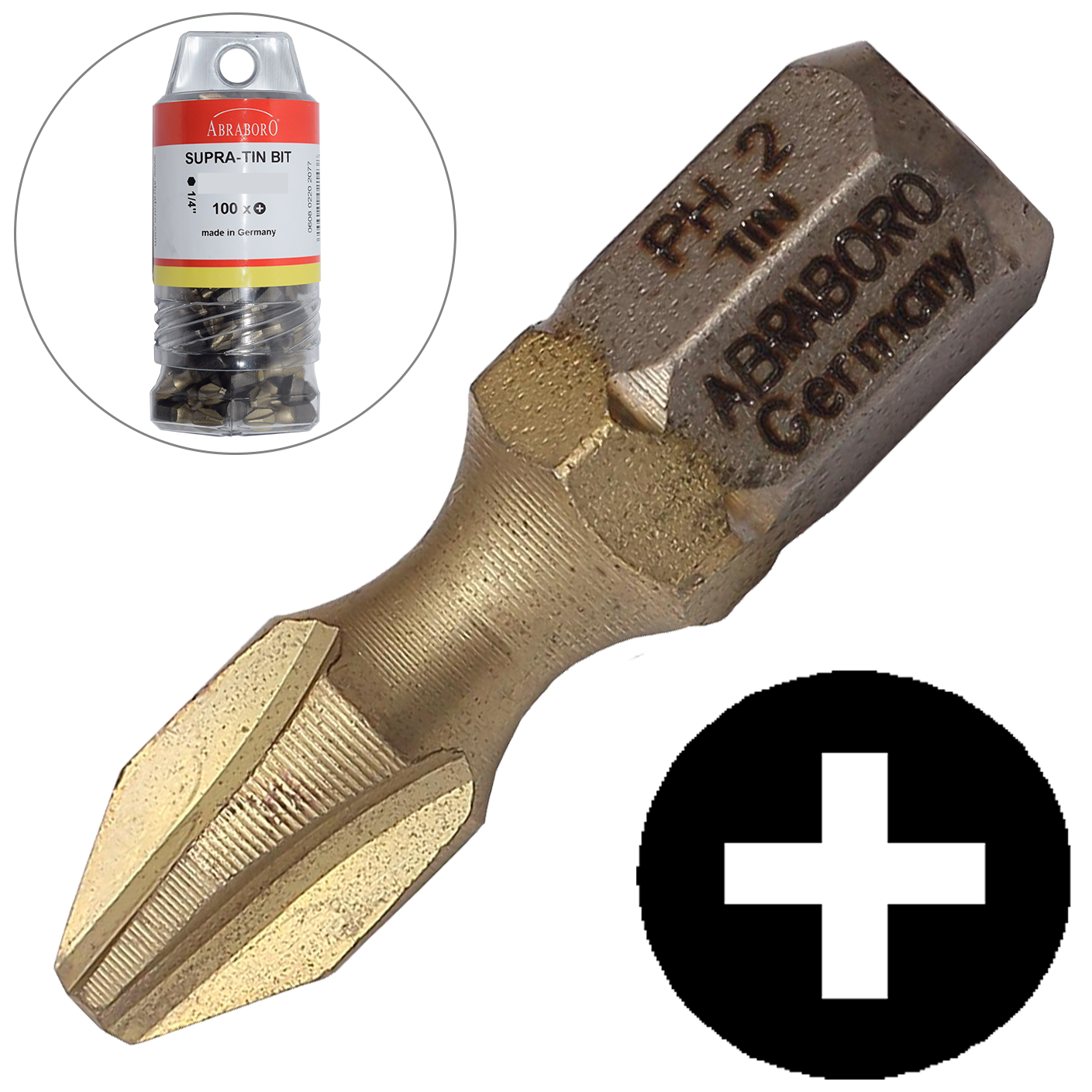Abraboro PH 3 x 25 mm Phillips SUPRA-TIN XXL bit, 100 db/csomag termék fő termékképe