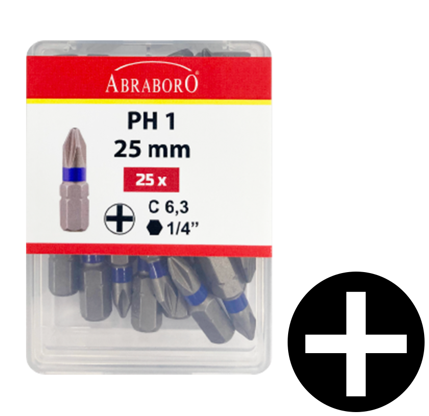 Abraboro PH 2 x 25 mm Phillips POWER bit, 25 db/csomag termék fő termékképe