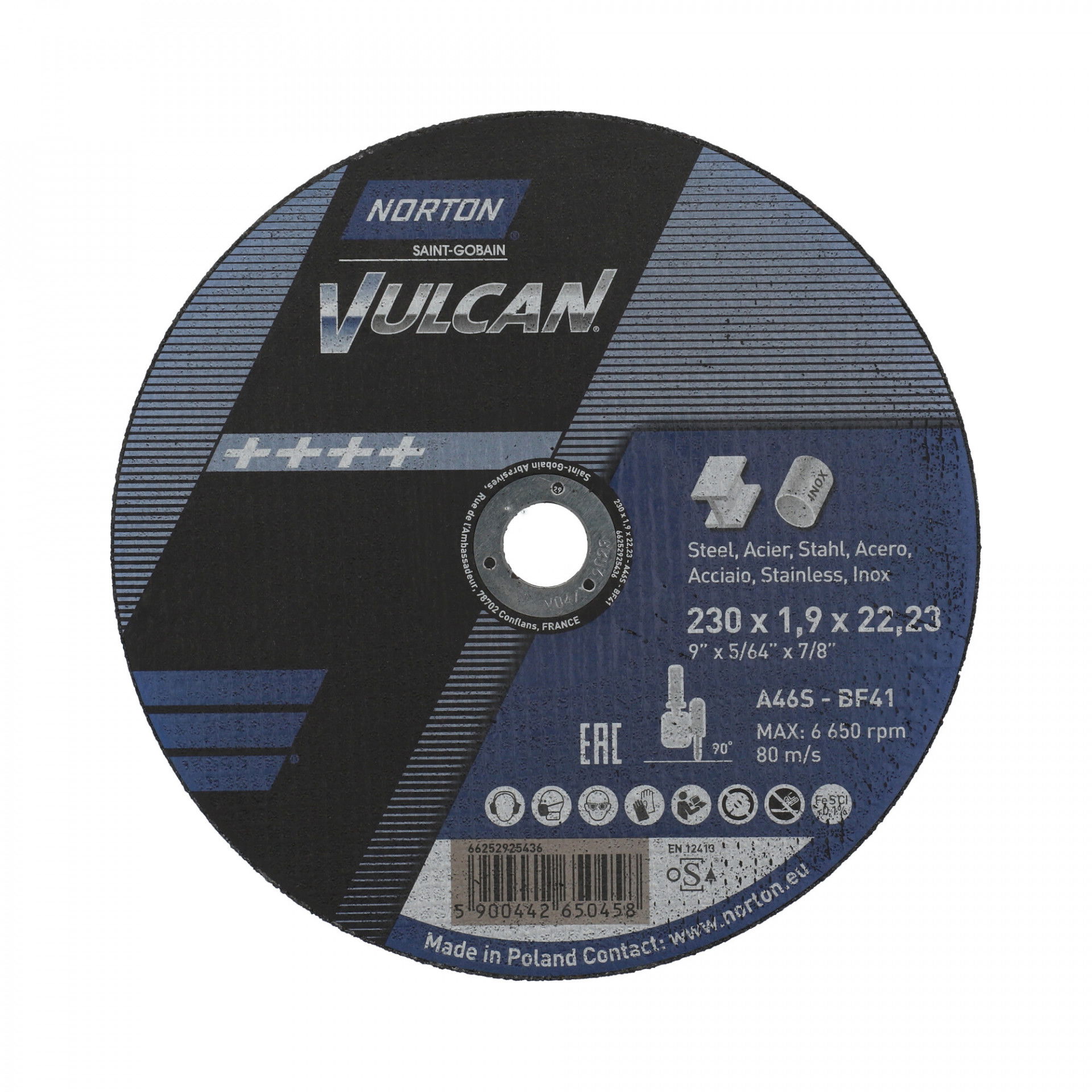 Norton Vulcan fém vágókorong 230x1,9x22,23mm, 25 db/csomag termék fő termékképe