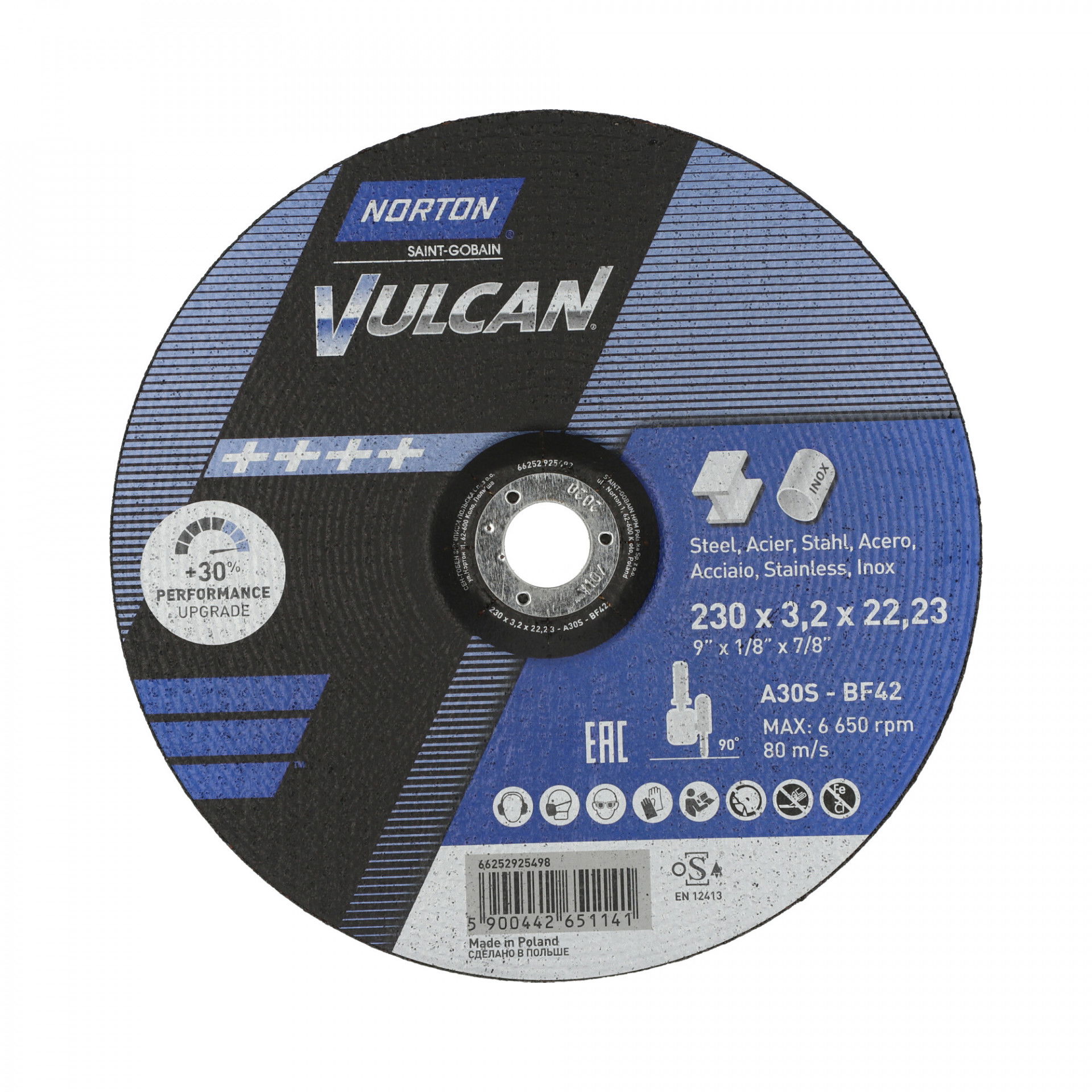 Norton Vulcan fém vágókorong 230x3,2x22,23mm A30S, 25 db/csomag termék fő termékképe