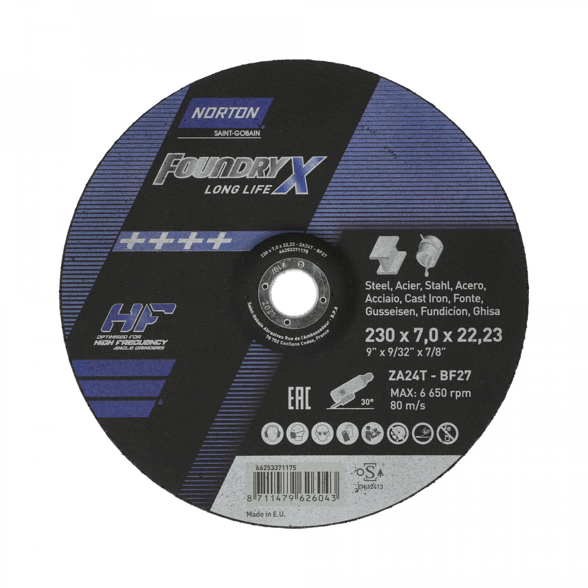 Norton Foundry-X Long Life tisztítókorong 230x7,0x22,23mm, 10 db/csomag termék fő termékképe