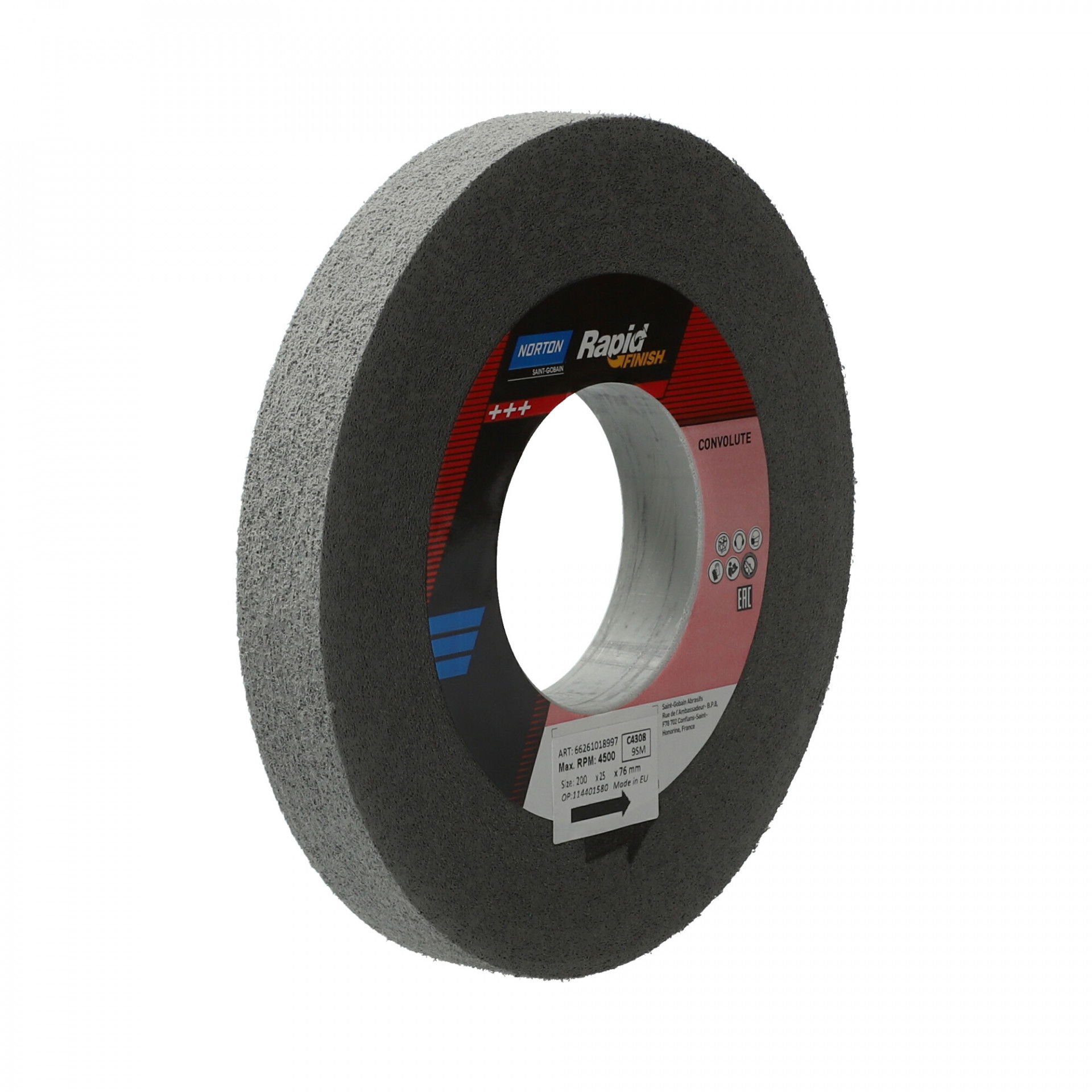 Norton Rapid Finish Series 1000 Long Life rost csiszolókorong 200x25x76mm Medium 9 SiC, 3 db/csomag termék fő termékképe