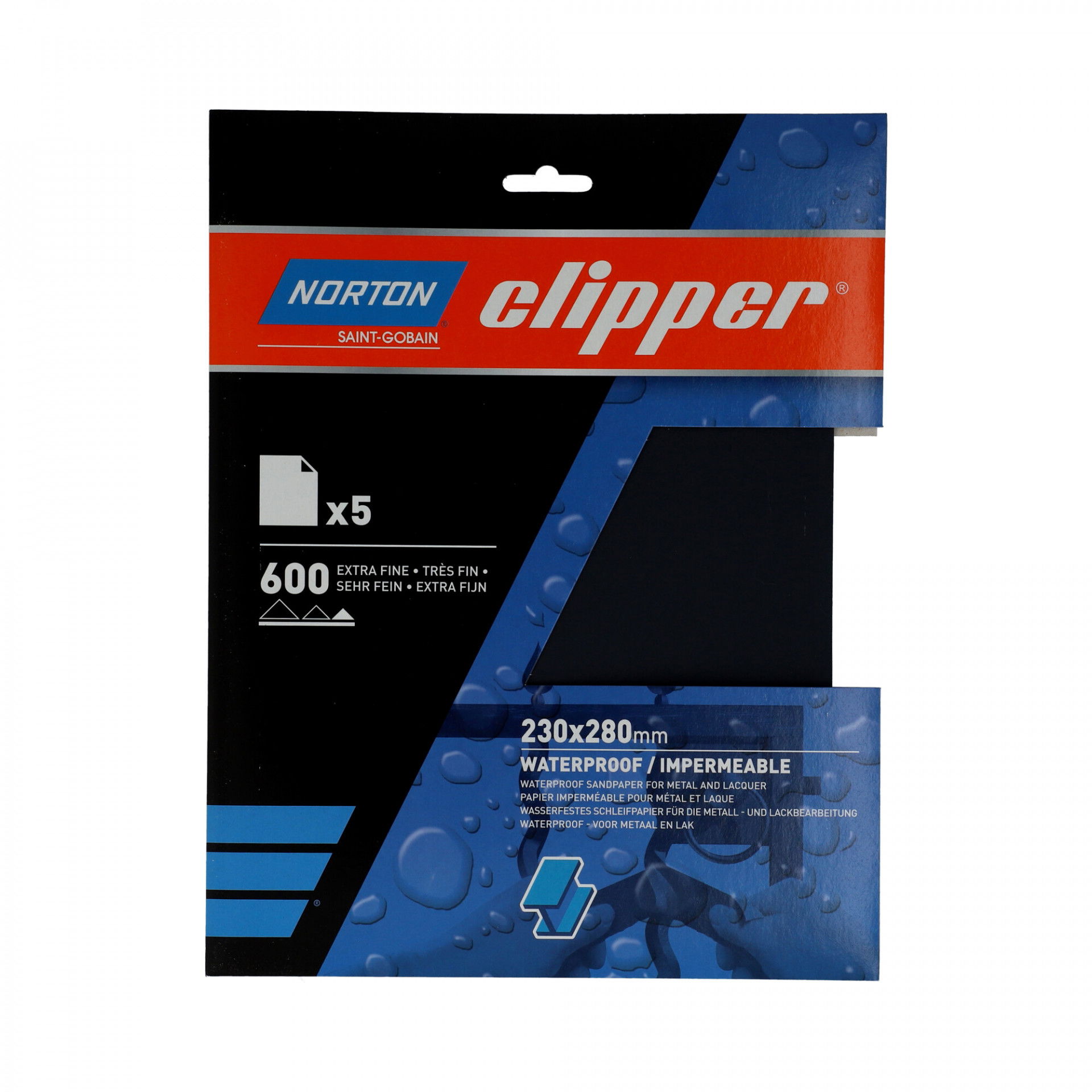 Norton Clipper T489 vízálló csiszolópapír 230x280mm P600, 5 db/csomag termék fő termékképe