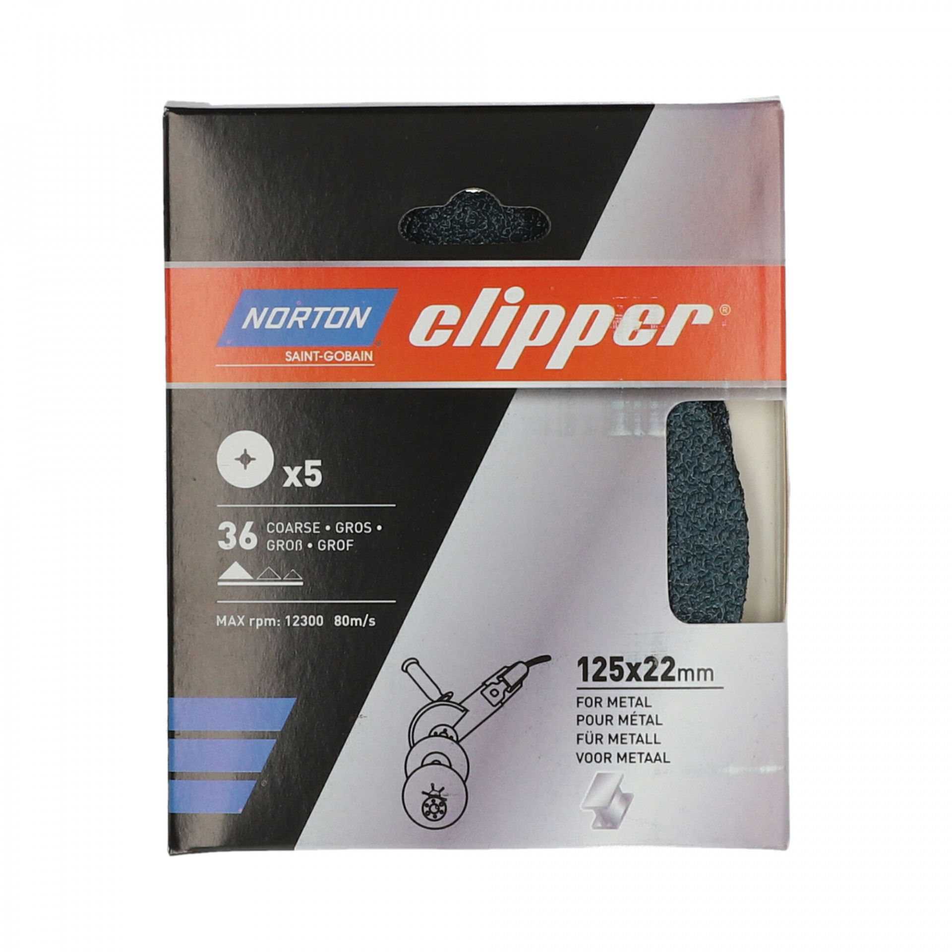 Norton Clipper F827 fíbertárcsa Ø125x22mm P36, 5 db/csomag termék fő termékképe