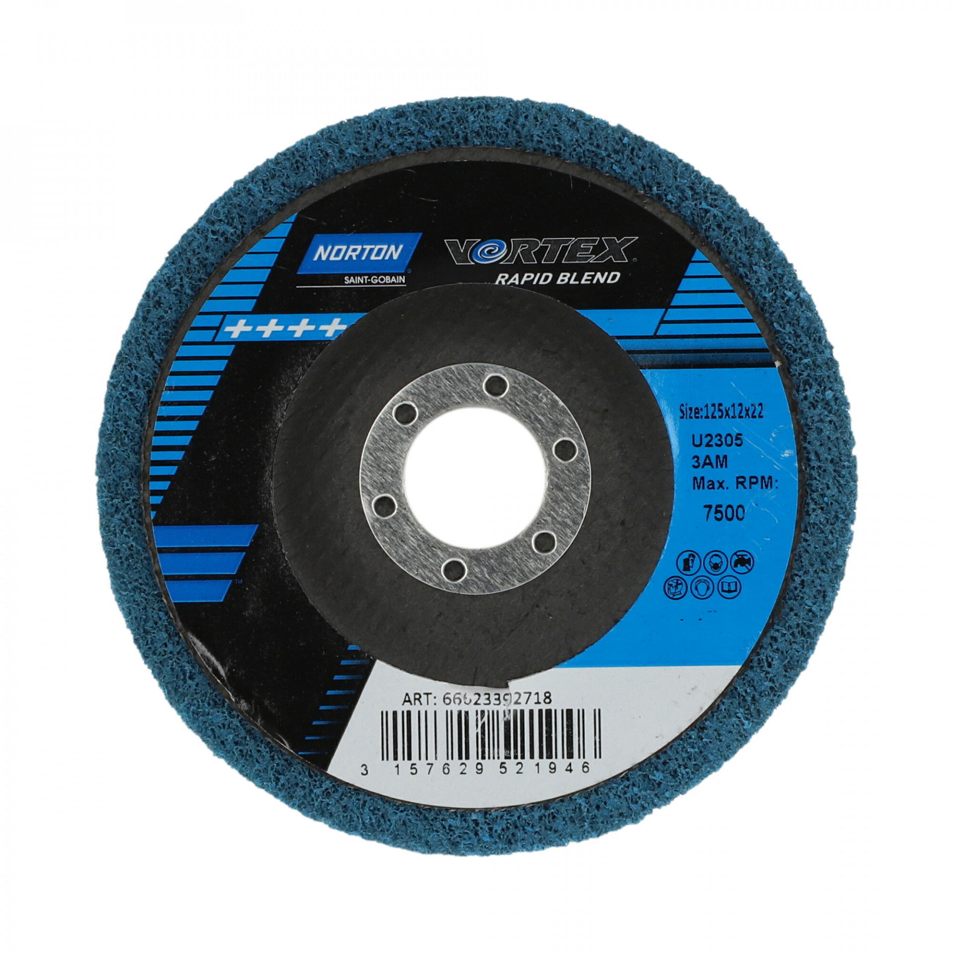 Norton Vortex Rapid Blend DPC tisztítókorong Ø125x12x22 mm 3AM, 10 db/csomag termék fő termékképe