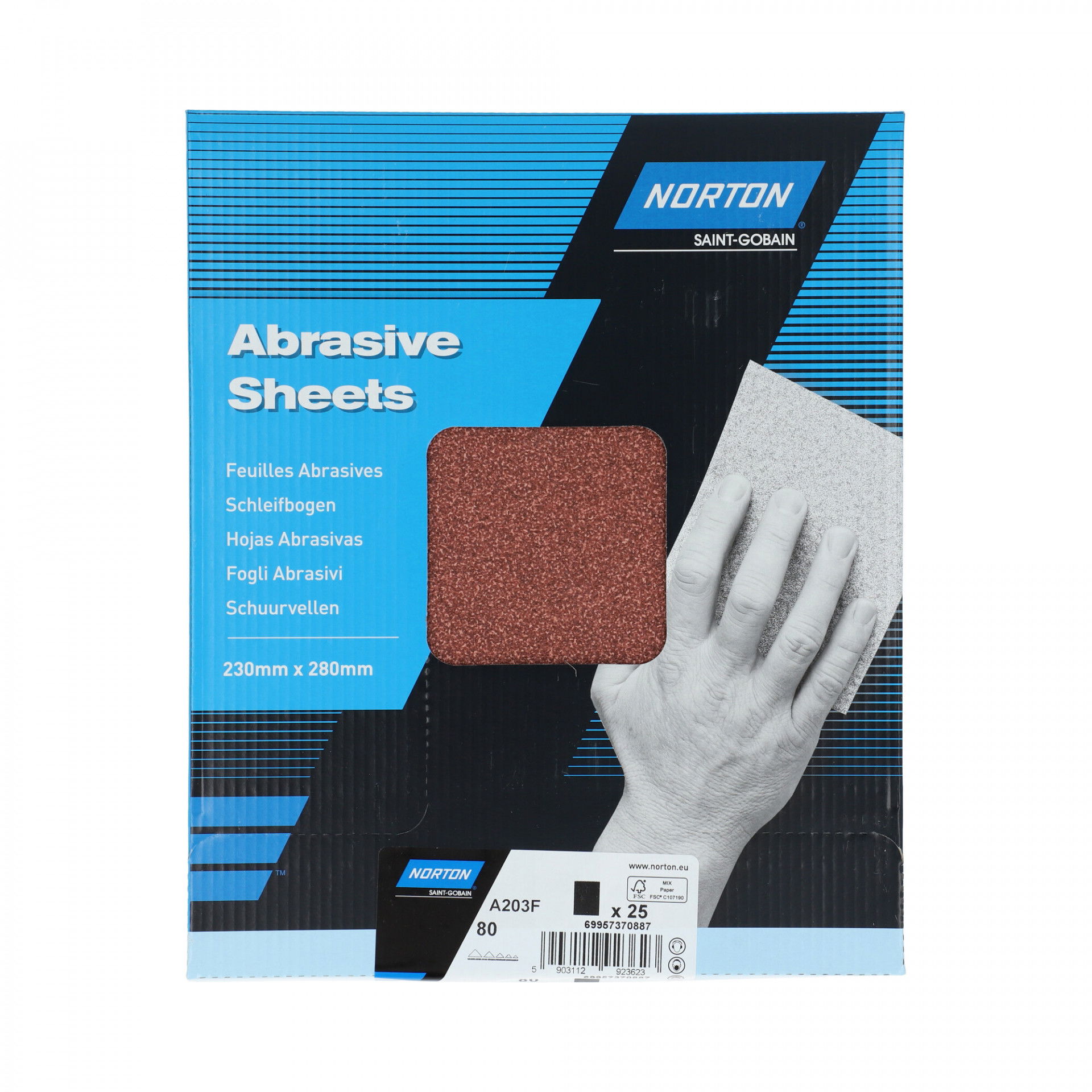 Norton Clipper A203F univerzális csiszolópapír 230x280mm P80, 25 db/csomag termék fő termékképe