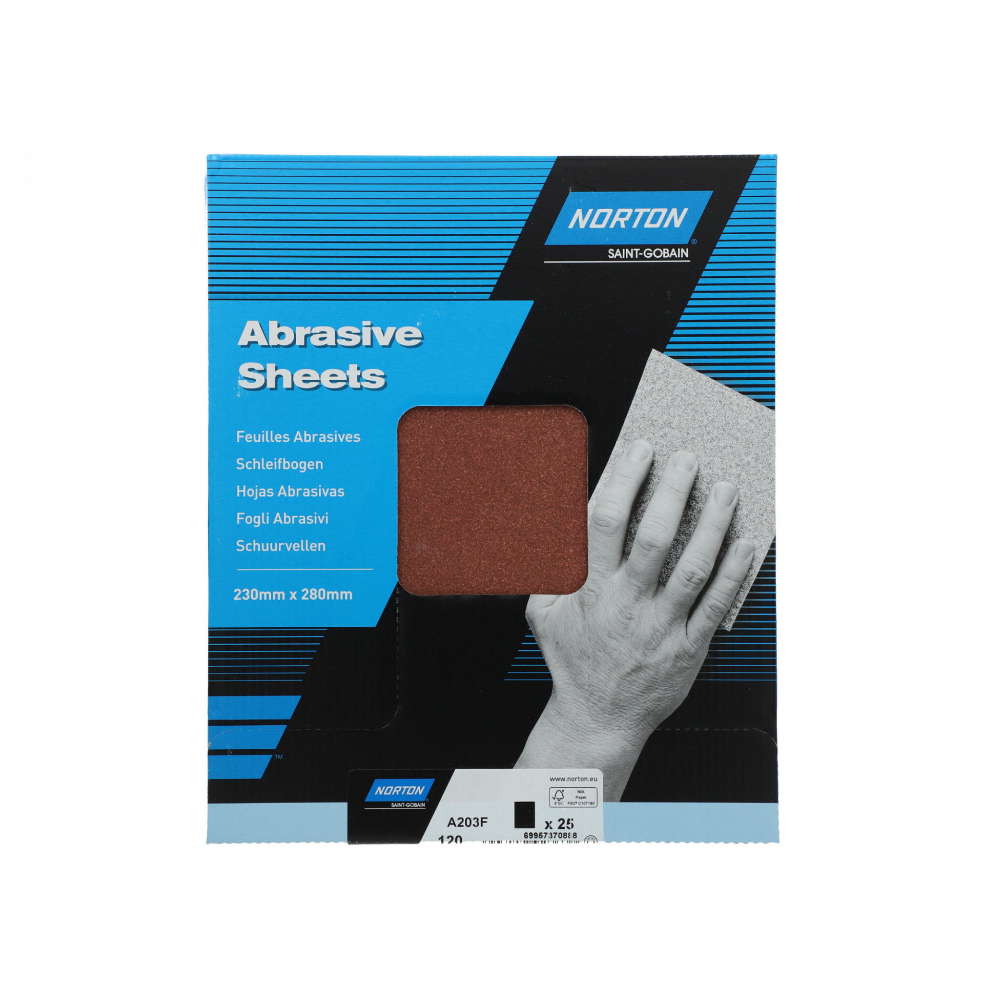 Norton Clipper A203F univerzális csiszolópapír 230x280mm P120, 25 db/csomag termék fő termékképe