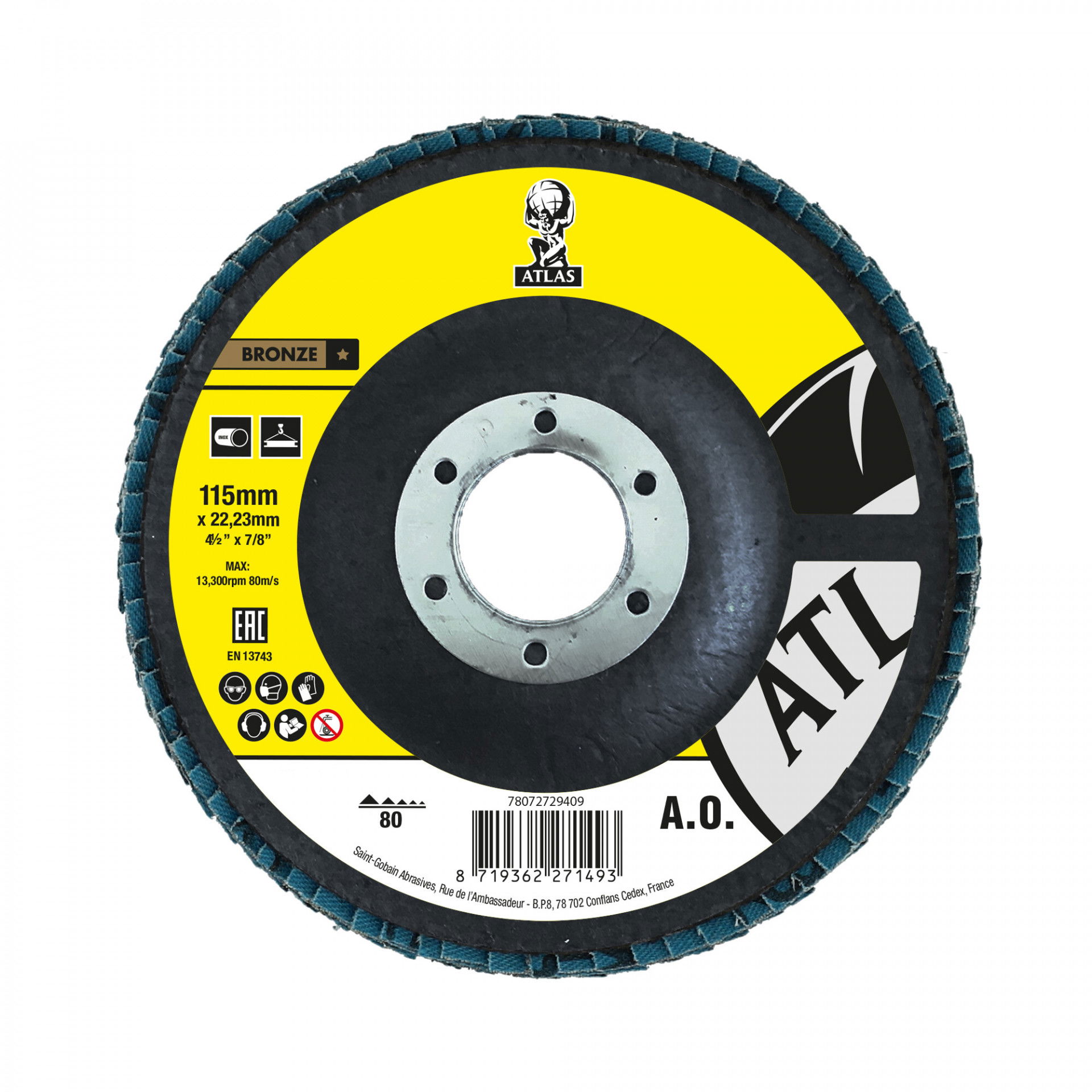 Atlas KX663 lamellás csiszolókorong Ø115x22 mm P80 sík, 10 db/csomag termék fő termékképe