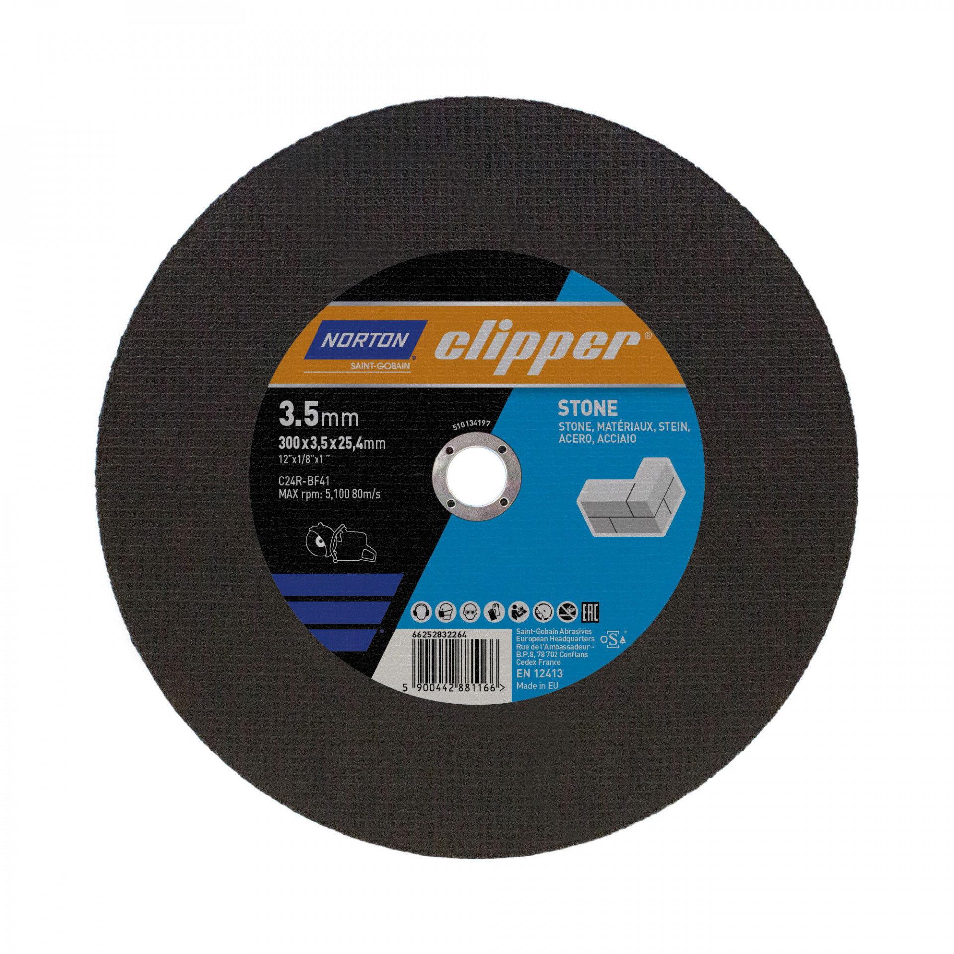 Norton Clipper kő vágókorong 300x3,5x25,4mm C24R, 10 db/csomag termék fő termékképe