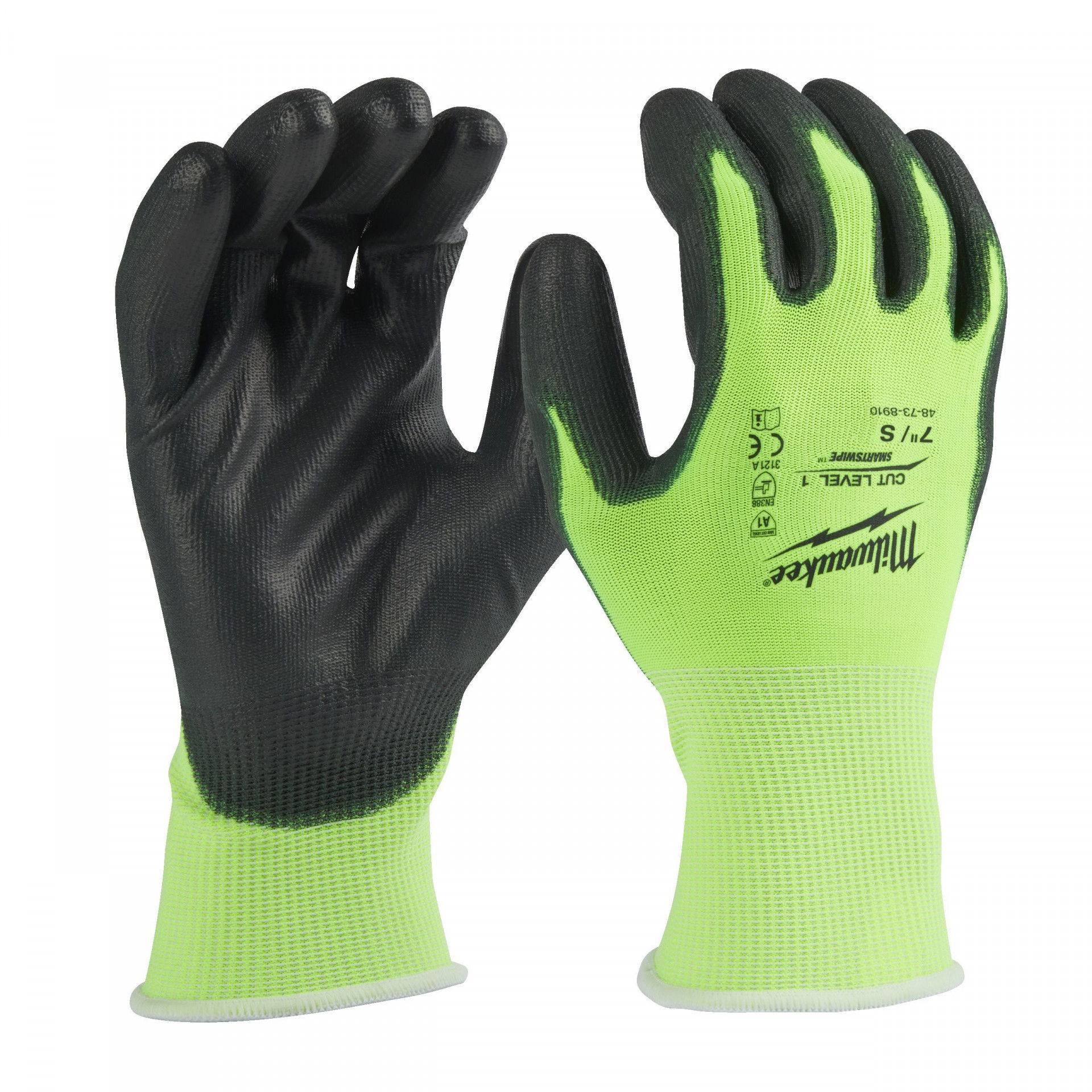 Milwaukee HI-VIS láthatósági vágásbiztos védőkesztyű, 1/A vágási szint, 12 pár/csomag termék fő termékképe
